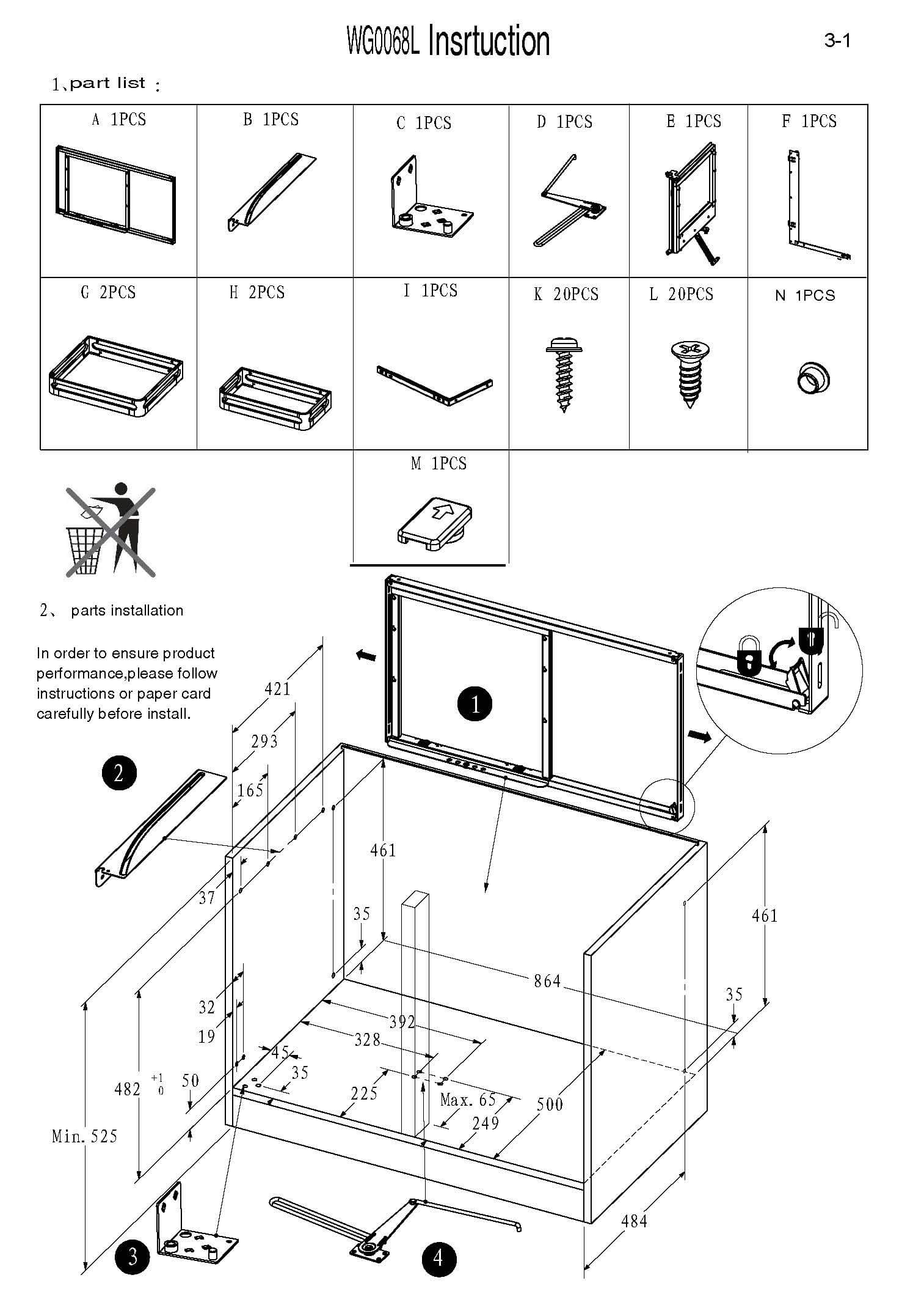 Newmatic Kitchen Hardware BK5080L Magic Corner Basket Fixing Manual