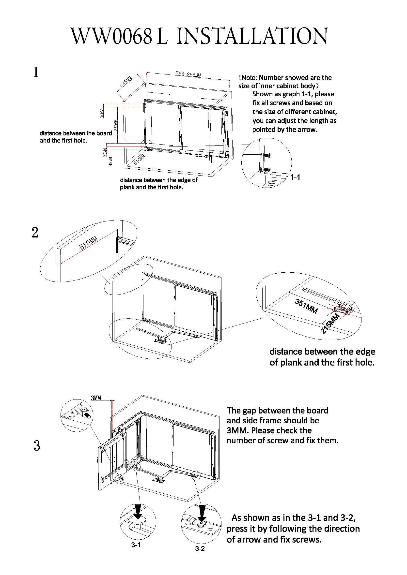 Newmatic Kitchen Hardware BK5090L Fixing Instructions