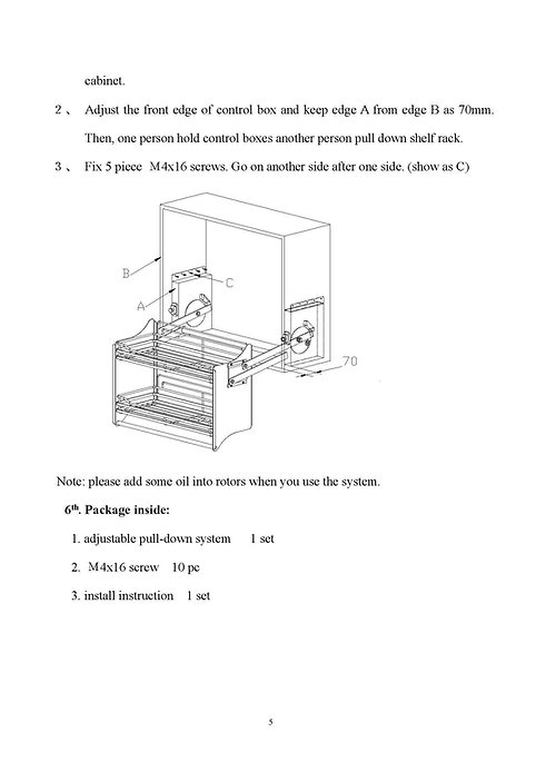 Newmatic Kitchen Hardware BK6110 User Manual 2