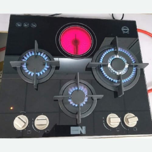 Installed Newmatic PM631VSTGB Builtin Gas and Electric Cooker Hob