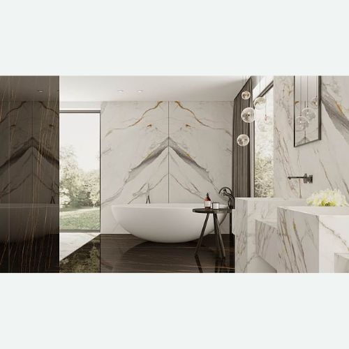 Modern Bathroom with Durable Sculpture Sintered Stone