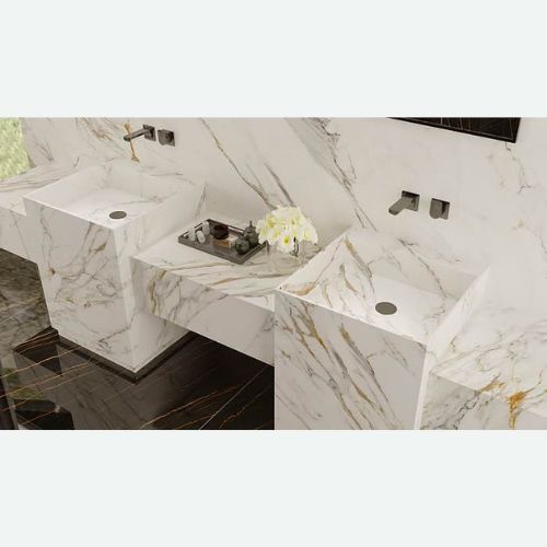 Modern Bathroom with Newmatic Sculpture Sintered Stone