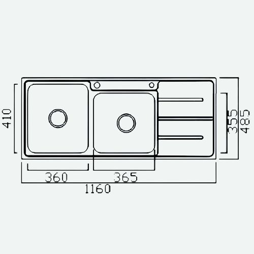 Newmatic Double 116 Kitchen Sink Dimensions