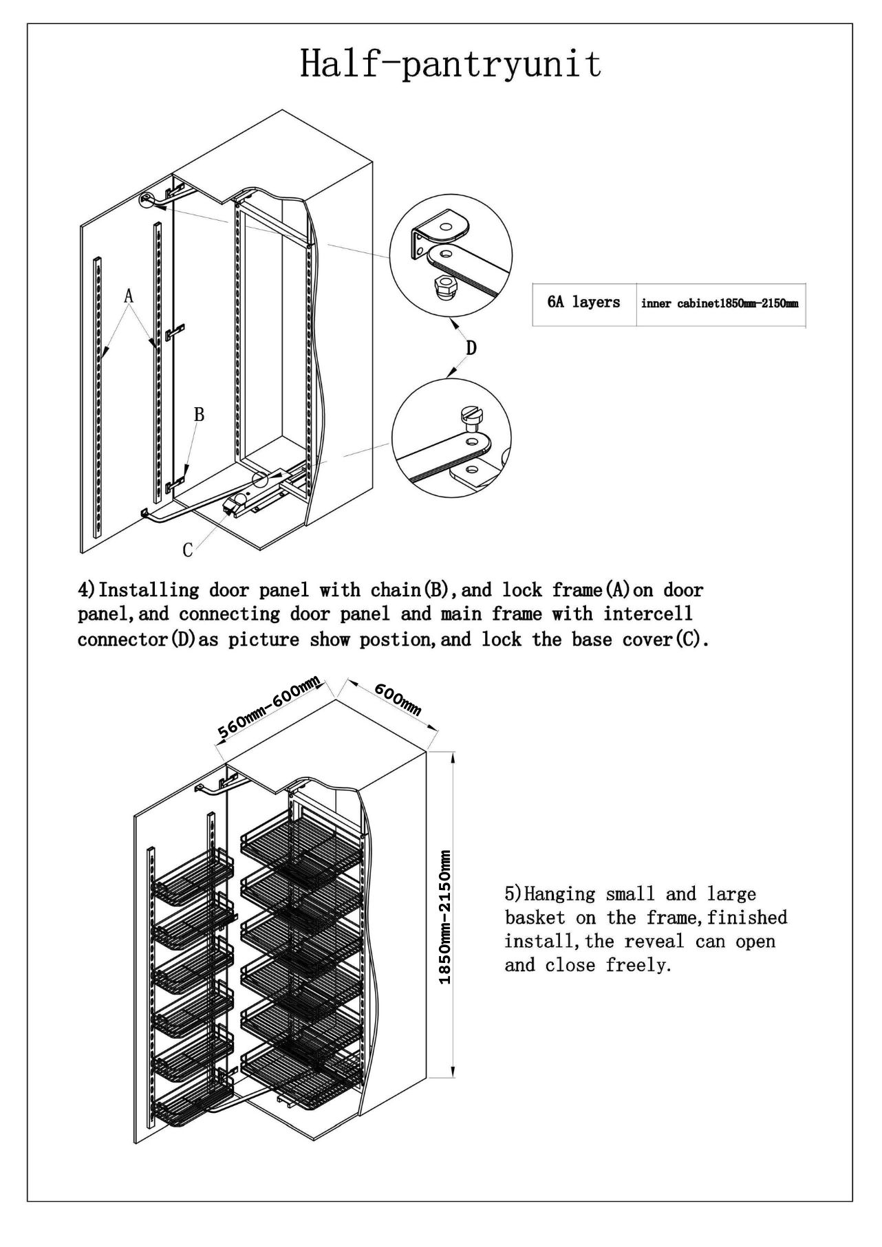 Newmatic Kitchen Hardware BK7160 Tall Pull-Out Pantry Fixing Manual