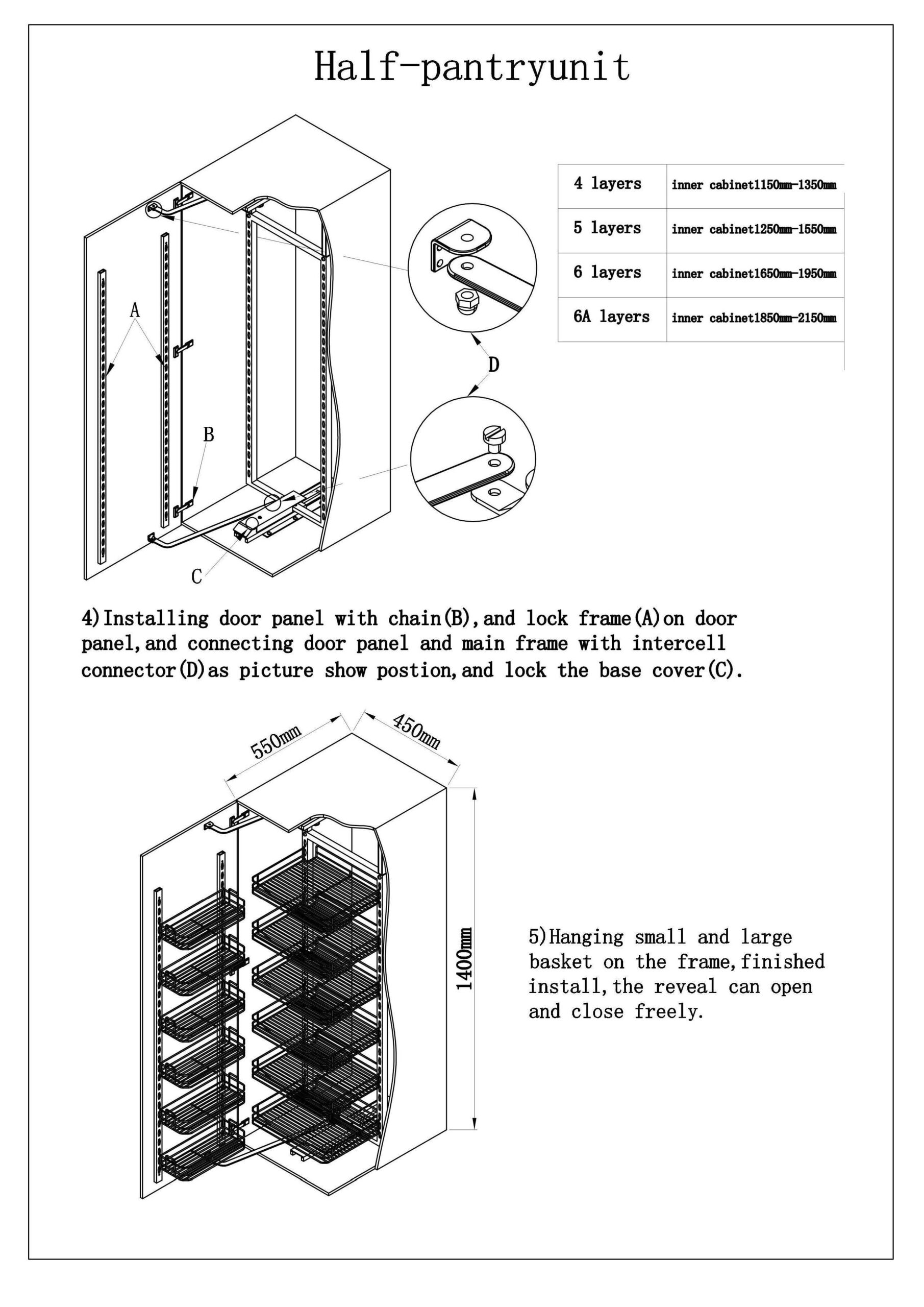 Newmatic BK7145 Tall Pull-Out Pantry Fixing Instructions