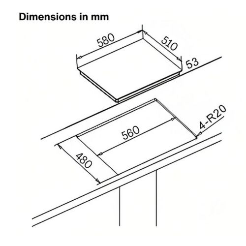 Built-in Induction Hob PM604I Dimensions