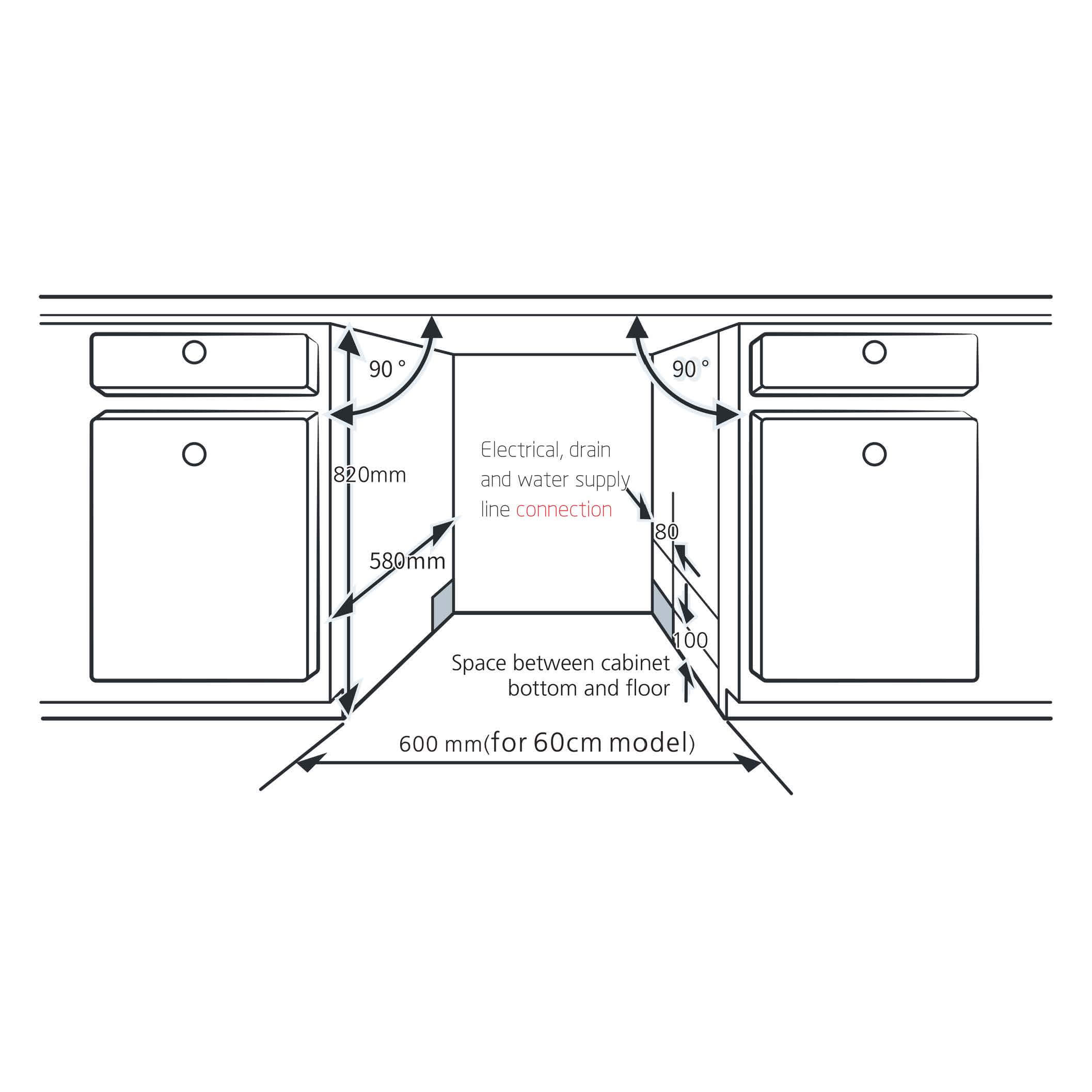 Newmatic 60CM Fully Built-in Dishwasher Dimensions